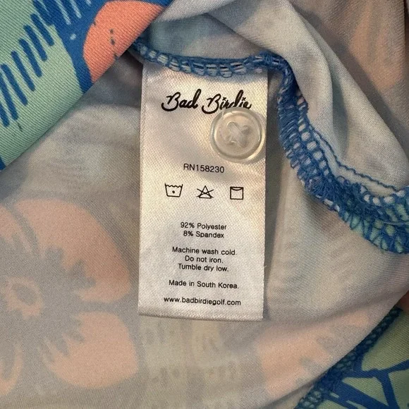 Bad Birdie Polo Shirt Mens Large Blue Floral Multicolors Golf All Over Print AOP - Picture 5 of 11